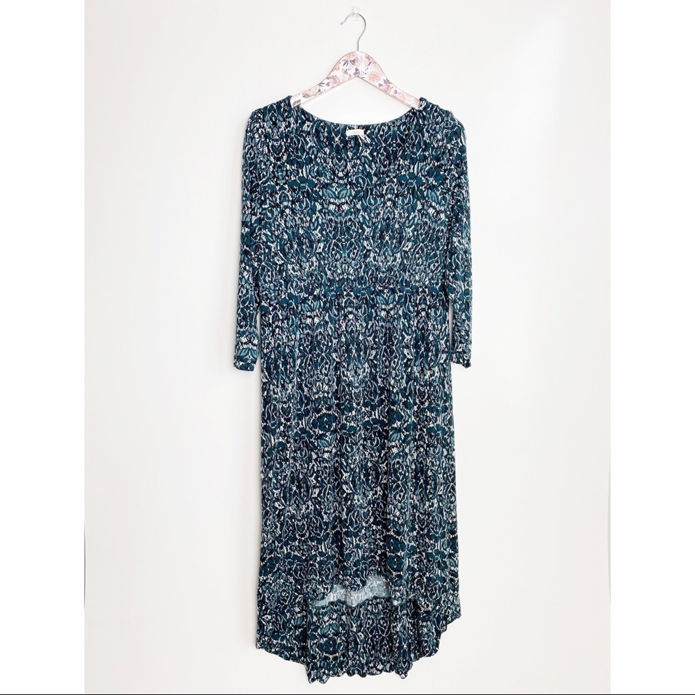 SOMA Teal & Black Pattern Dress Cozy Jersey Knit M Medium Lounge